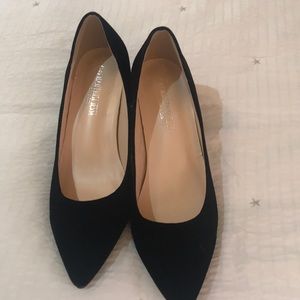 NEW black velvet kitten heel pumps